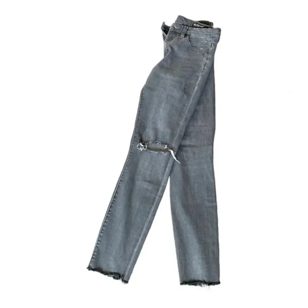 BlankNYC Grey Distressed Mid Rise Ankle Frayed Raw Tequila Skinny Jeans sz 27 - Picture 8 of 9